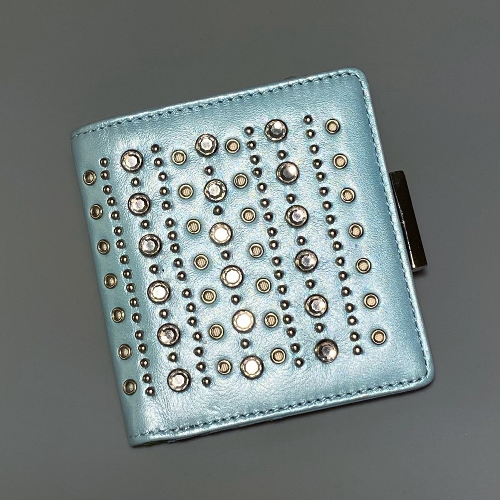 NWT Elliott Lucca Metallic Blue Studded Wallet